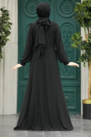 Neva Style - Plus Size Black Modest Islamic Clothing Evening Dress 22113S - Thumbnail