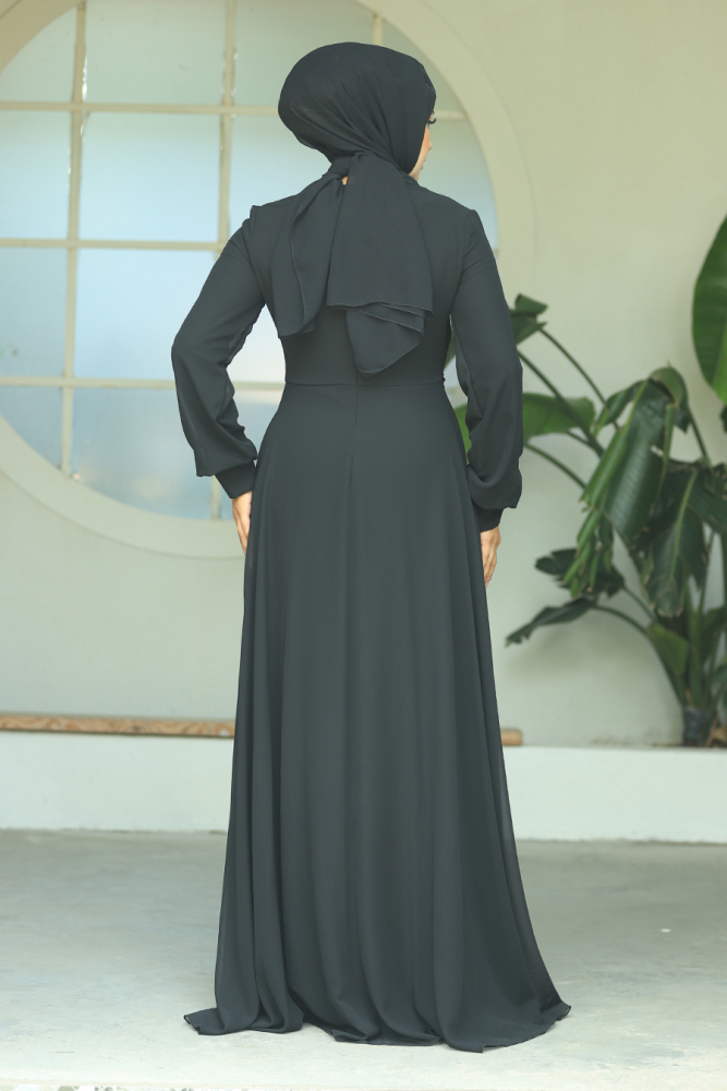 Neva Style - Plus Size Black Modest Islamic Clothing Evening Dress 22113S - 3