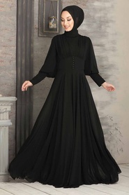 Neva Style - Plus Size Black Modest Prom Dress 53810S - Thumbnail