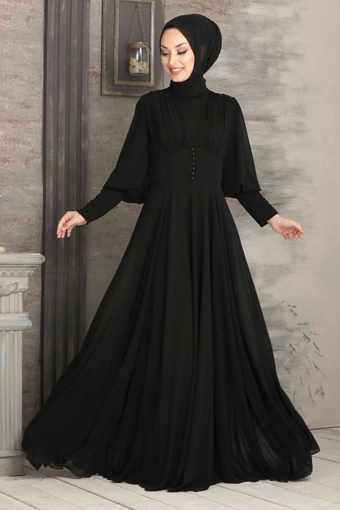 Neva Style - Plus Size Black Modest Prom Dress 53810S - 1