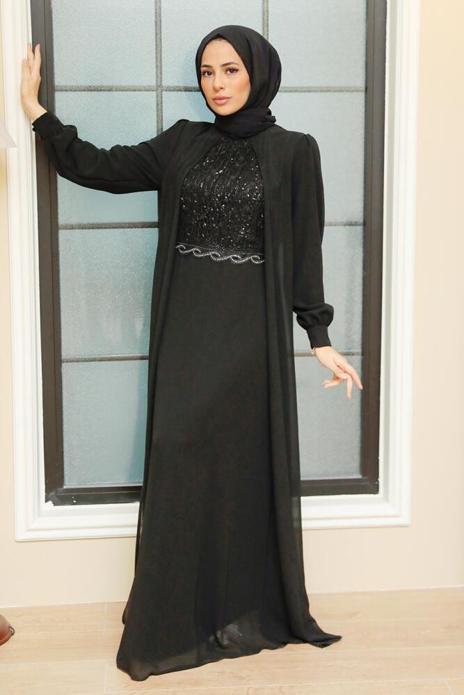 Neva Style - Plus Size Black Muslim Dress 25842S - 2