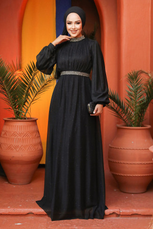 Neva Style - Plus Size Black Muslim Wedding Dress 5501S - 1