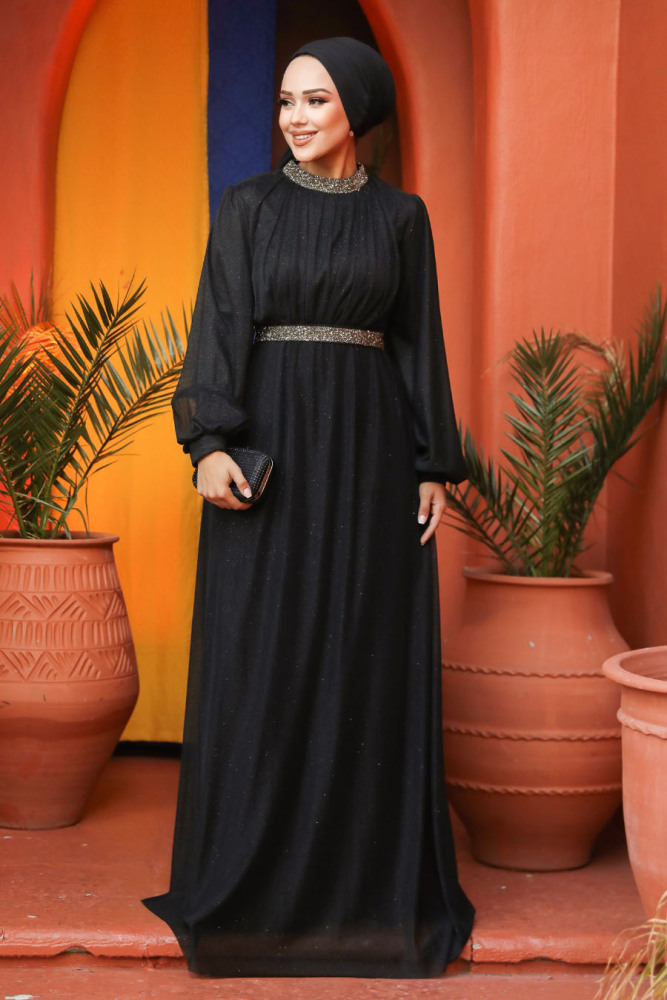 Neva Style - Plus Size Black Muslim Wedding Dress 5501S - 3