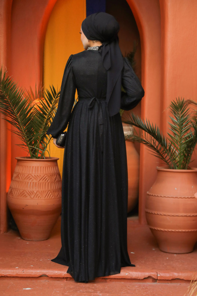 Neva Style - Plus Size Black Muslim Wedding Dress 5501S - 4