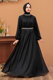 Neva Style - Plus Size Black Muslim Wedding Dress 5501S - Thumbnail