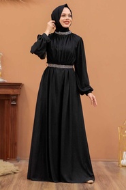 Neva Style - Plus Size Black Muslim Wedding Dress 5501S - Thumbnail