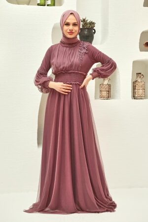 Neva Style - Plus Size Dark Dusty Rose Modest Islamic Clothing Prom Dress 56520KGK - 1