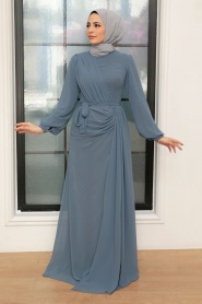 Neva Style - Plus Size Dark Green Modest Wedding Dress 5711KGR - Thumbnail
