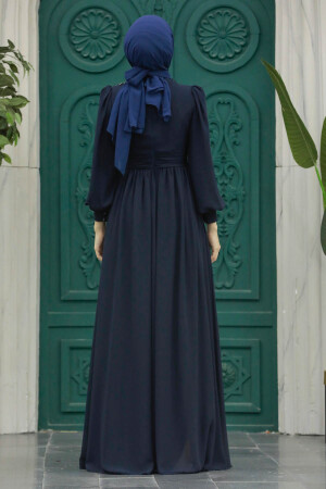Plus Size Dark Navy Blue Islamic Clothing Evening Dress 21940KL - 4