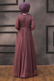 Neva Style - Plus Size Dark Dusty Rose Islamic Clothing Evening Dress 5397KGK - Thumbnail
