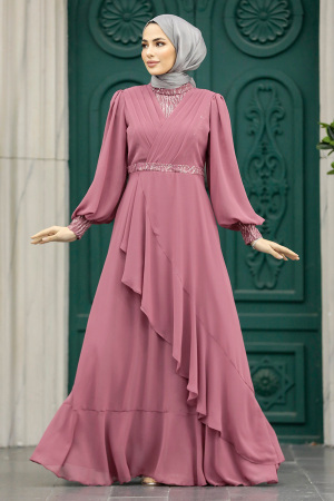 Plus Size Dusty Rose Islamic Clothing Evening Dress 22201GK - 1