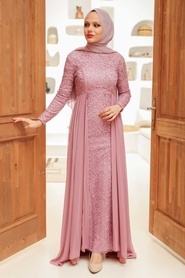 Neva Style - Plus Size Dusty Rose Modest Wedding Dress 90000GK - Thumbnail