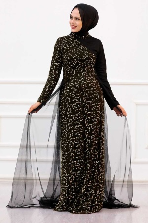 Neva Style - Plus Size Gold Islamic Wedding Dress 5345GOLD - 1