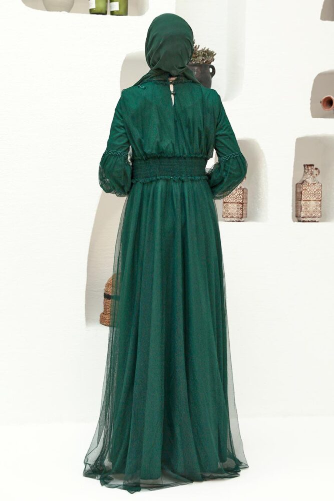 Neva Style - Plus Size Green Modest Islamic Clothing Prom Dress 56520Y - 2