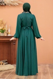 Neva Style - Plus Size Green Muslim Wedding Dress 5501Y - Thumbnail
