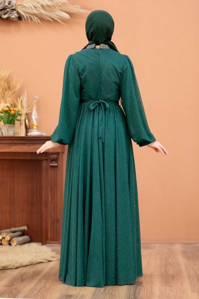 Neva Style - Plus Size Green Muslim Wedding Dress 5501Y - 3