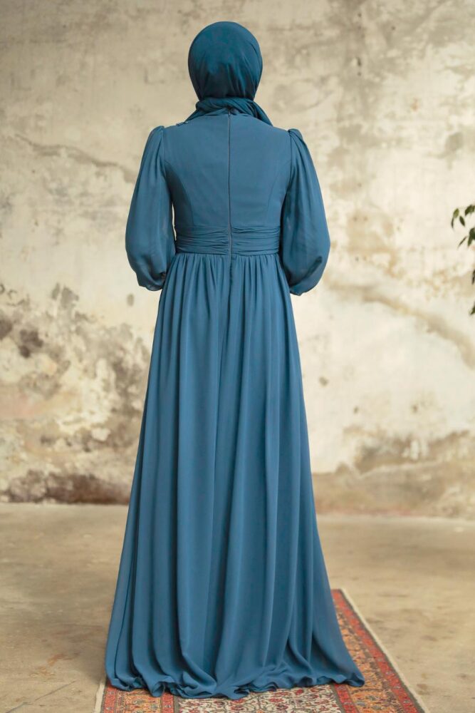 Neva Style - Plus Size Indigo Blue Islamic Clothing Evening Dress 21940IM - 2