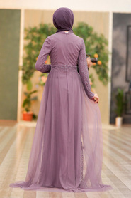 Neva Style - Plus Size Lila Islamic Wedding Dress 5345LILA - Thumbnail