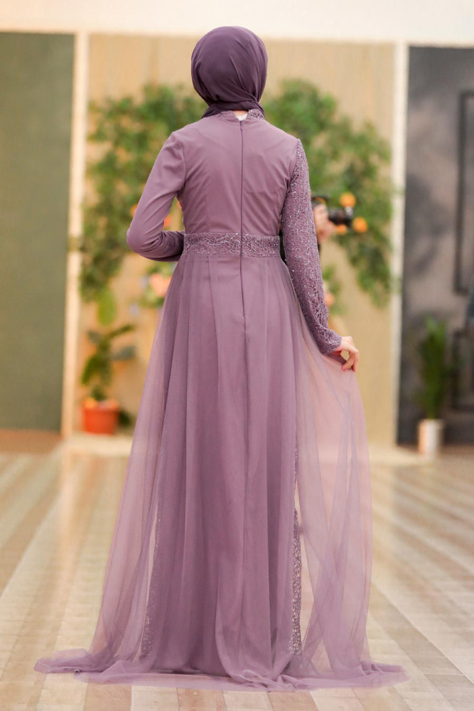 Neva Style - Plus Size Lila Islamic Wedding Dress 5345LILA - 3