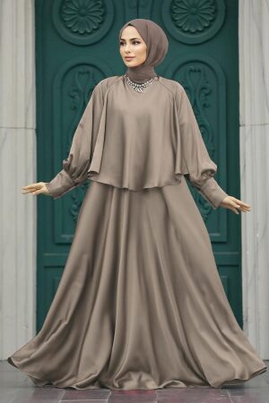 Plus Size Mink Hijab Wedding Gown 6051V - 1