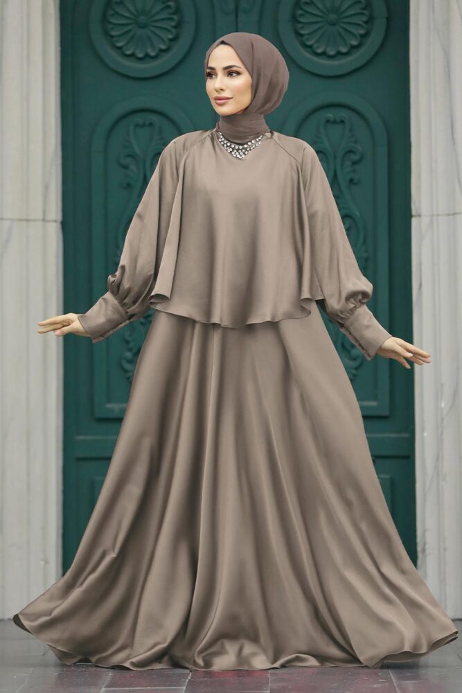 Plus Size Mink Hijab Wedding Gown 6051V - 1
