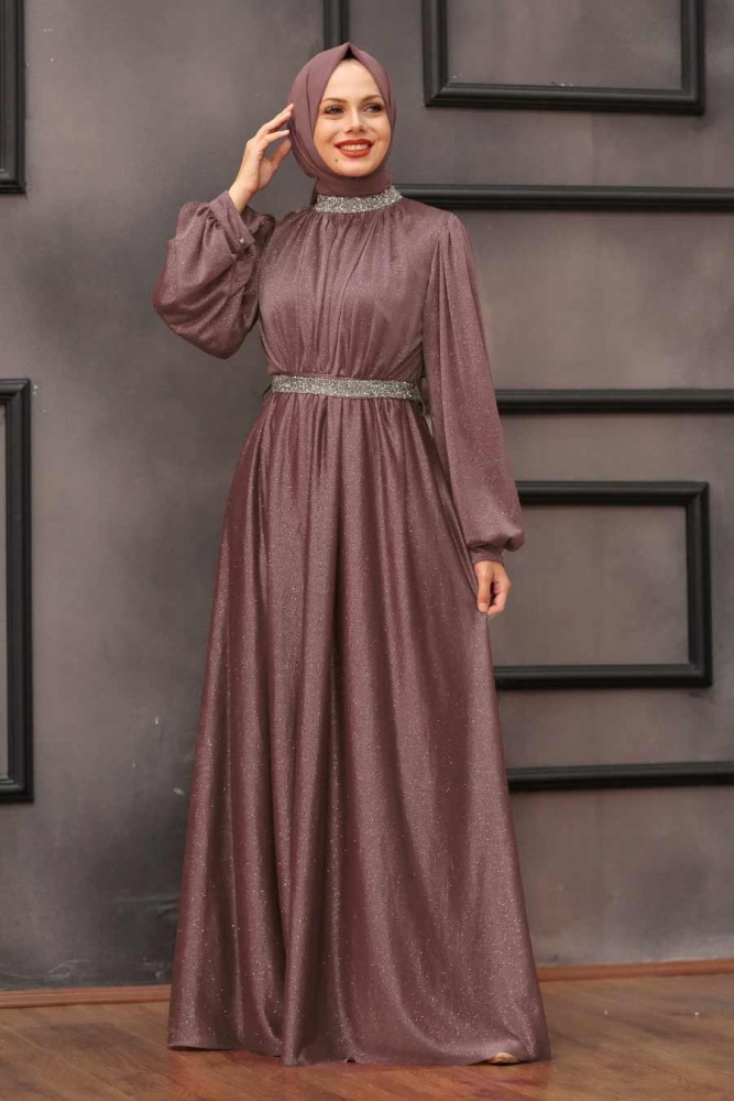 Neva Style - Plus Size Mink Muslim Wedding Dress 5501V - 1