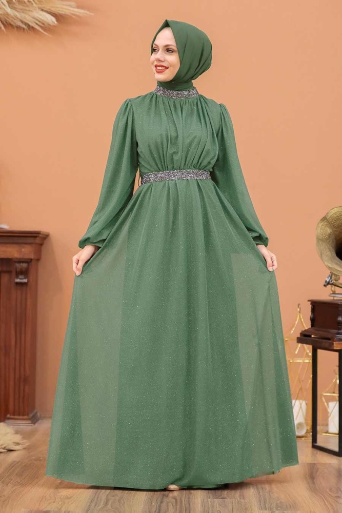 Neva Style - Plus Size Mint Muslim Wedding Dress 5501MINT - 1