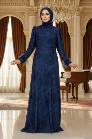 Plus Size Navy Blue Islamic Engagement Gown 2323L - 1