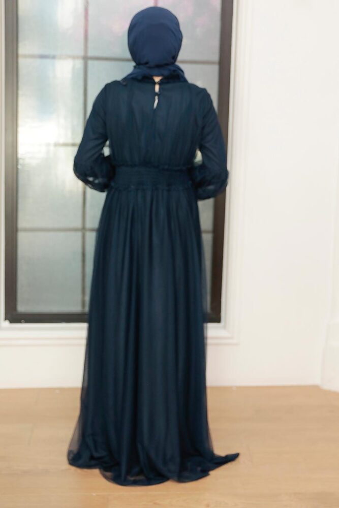 Neva Style - Plus Size Navy Blue Modest Islamic Clothing Prom Dress 56520L - 3