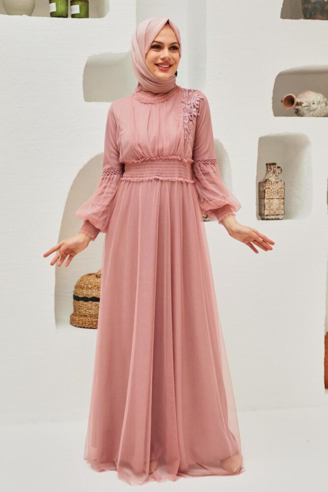 Neva Style - Plus Size Powder Pink Modest Islamic Clothing Prom Dress 56520PD - 1