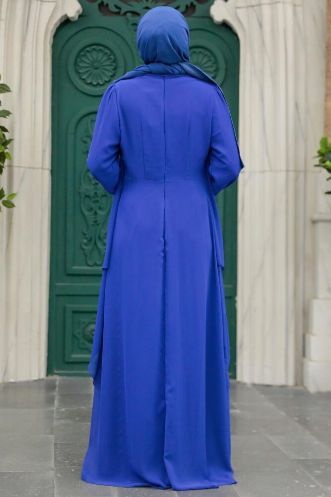 Neva Style - Plus Size Sax Blue Islamic Evening Dress 25765SX - 3