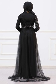 Neva Style - Plus Size Silver Islamic Wedding Dress 5345GMS - Thumbnail