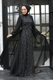 Neva Style - Plus Size Silver Muslim Evening Gown 5408GMS - Thumbnail