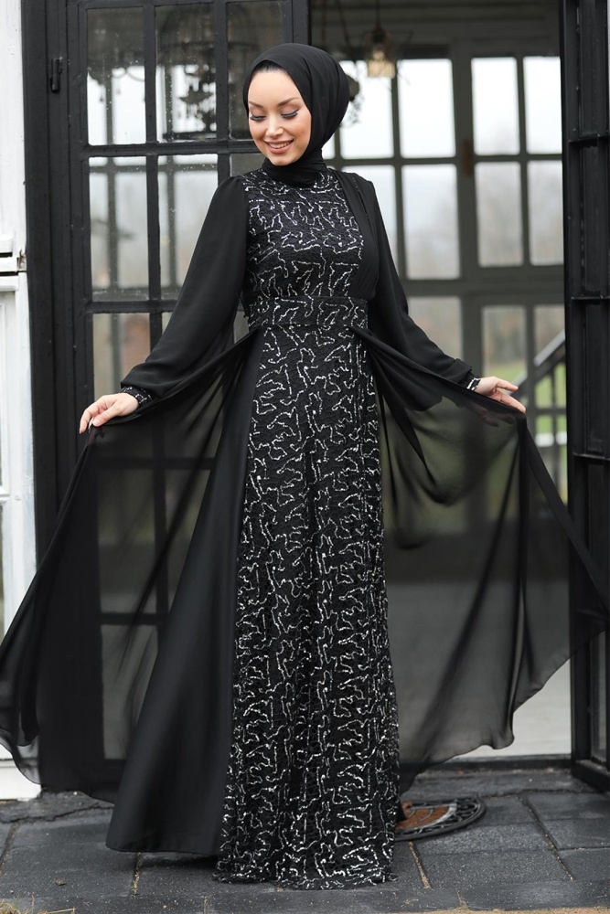 Neva Style - Plus Size Silver Muslim Evening Gown 5408GMS - 2