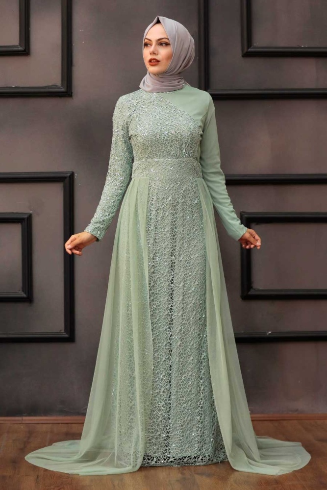 Neva Style - Plus Size MintIslamic Wedding Dress 5345MINT - 1