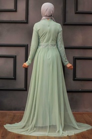 Neva Style - Plus Size MintIslamic Wedding Dress 5345MINT - Thumbnail