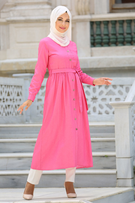 Neva Style - Pomegranate Flower Color Hijab Dress 4053NC