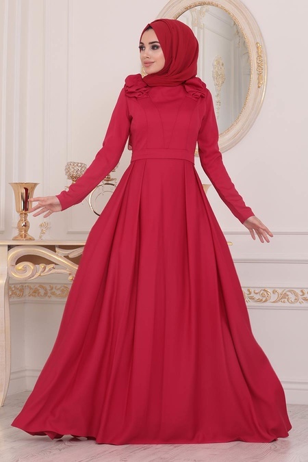 Neva Style - Luxury Pomegranate Flower Muslim Evening Dress 2406NC