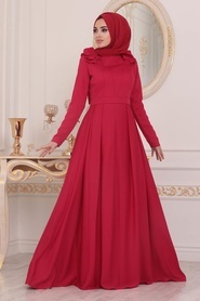 Neva Style - Luxury Pomegranate Flower Muslim Evening Dress 2406NC - Thumbnail
