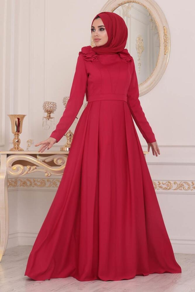 Neva Style - Luxury Pomegranate Flower Muslim Evening Dress 2406NC - 2