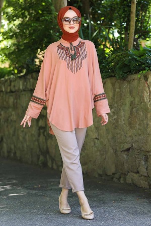 Neva Style - Poncho Hijab Saumon 236SMN - 1