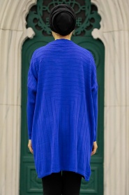 Neva Style - Poncho Tricot Hijab Bleu Sax 3404SX - Thumbnail
