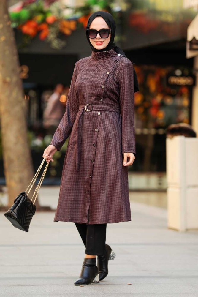 Neva Style - Pötikare Koyu Gül Kurusu Tesettür Kap 5575KGK - 1