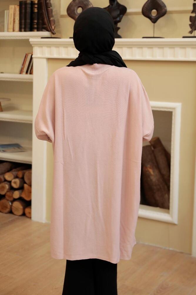 Neva Style - Powder Pink High Quality Knitwear Tunic 3399PD - 2