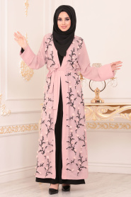 Neva Style - Powder Pink Hijab Abaya 95720PD - Thumbnail
