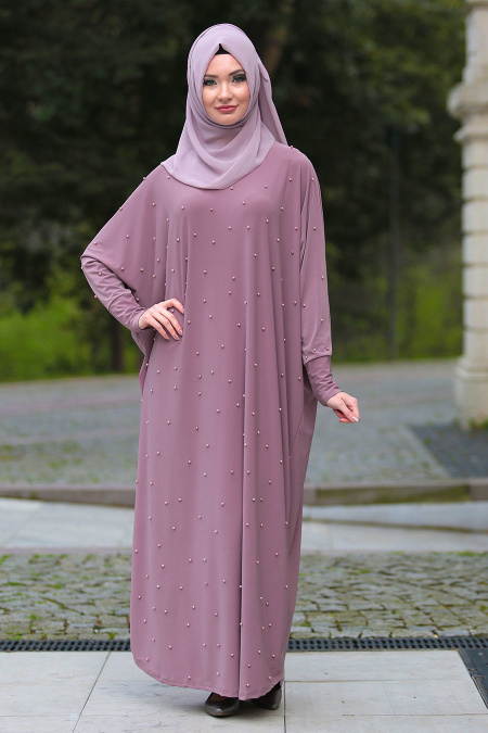 Neva Style - Powder Pink Hijab Dress 208PD