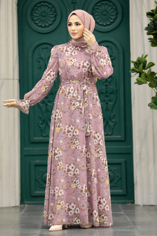 Powder Pink Hijab Dress 29711PD - 2