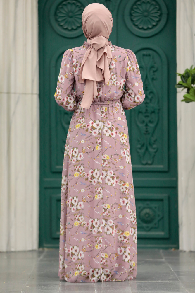 Powder Pink Hijab Dress 29711PD - 3