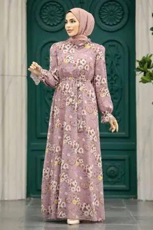 Powder Pink Hijab Dress 29711PD 