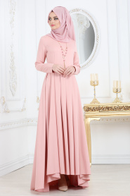 Neva Style - Powder Pink Hijab Dress 41950PD - Thumbnail